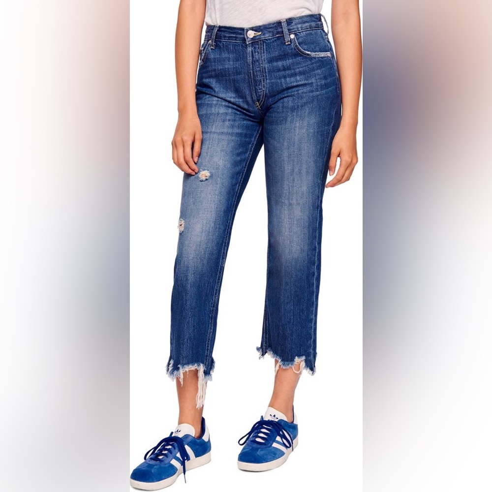 Free People Maggie Ripped Crop Straight Leg Jeans